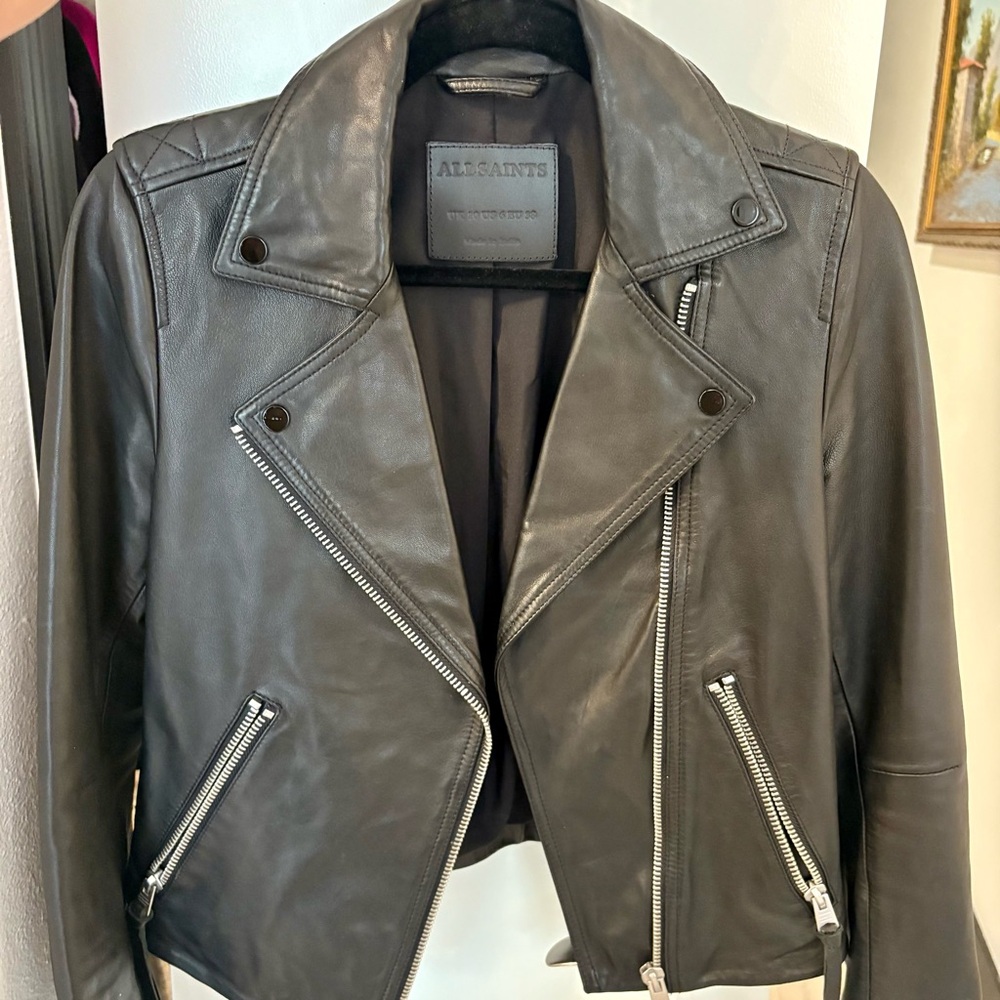 Women's Black Leather Jacket - Picture 8 of 11